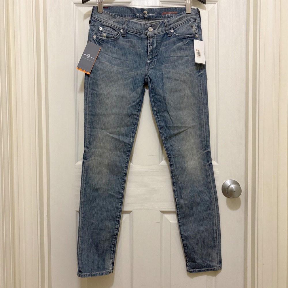 NEW 7 For All Mankind Gwenevere Skinny Jeans Sz 29 Low‎ Rise Light Wash USA Made